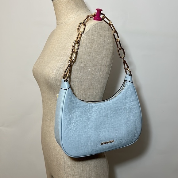 Cora Large Pebbled Leather Chain-Link Crossbody Bag - Picture 5 of 11